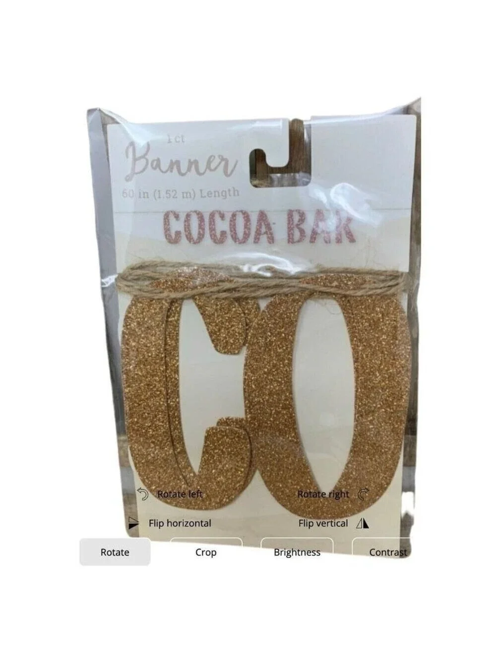 Cocoa Bar Banner 60 Inch Length Glitter Gold Party Decor Party Holiday Wedding